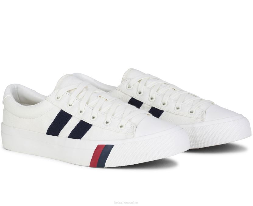 Unisex Keds Royal Plus Canvas White Navy RXFBP4256