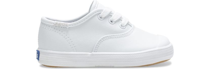 Little Kid Keds Champion Toe Cap Sneaker White Leather RXFBP4231