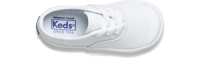 Little Kid Keds Champion Toe Cap Sneaker White Leather RXFBP4231