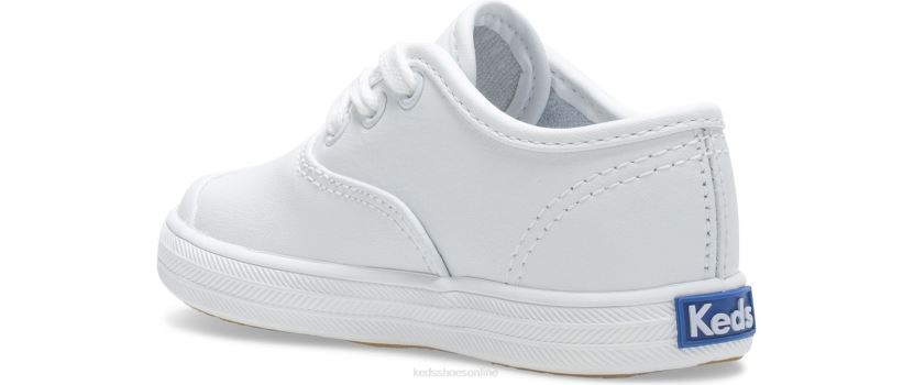 Little Kid Keds Champion Toe Cap Sneaker White Leather RXFBP4231