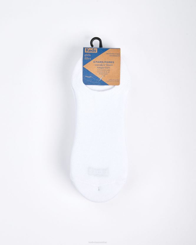 Big Kid Keds 6 PK Basic Signature Liner White RXFBP4252