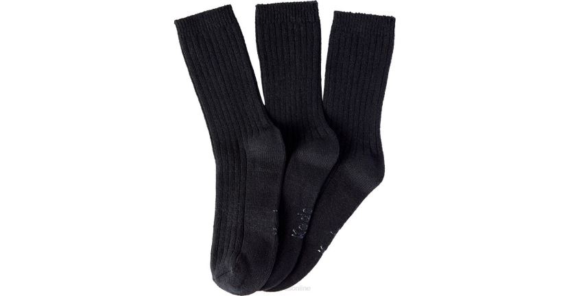 Women Keds 3 Pk Crew Boot Socks Black RXFBP4224