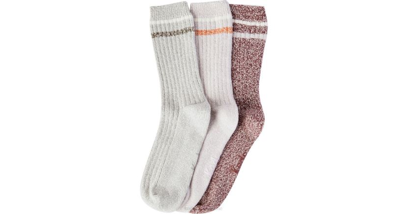 Women Keds 3 Pk Crew Boot Socks Mauve Asst RXFBP4223