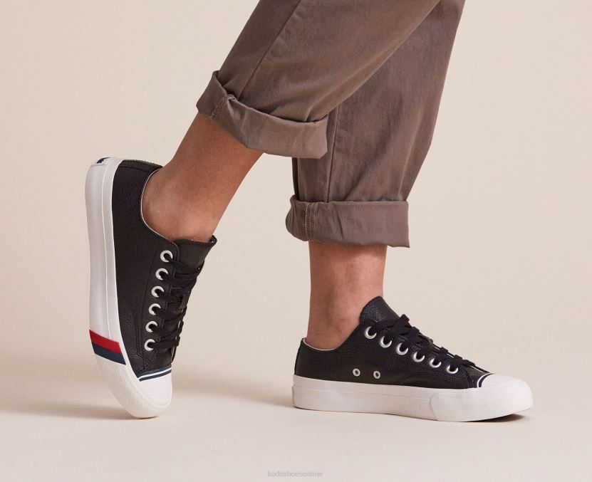 Unisex Keds Royal Lo Classic Leather Sneaker Black RXFBP4135