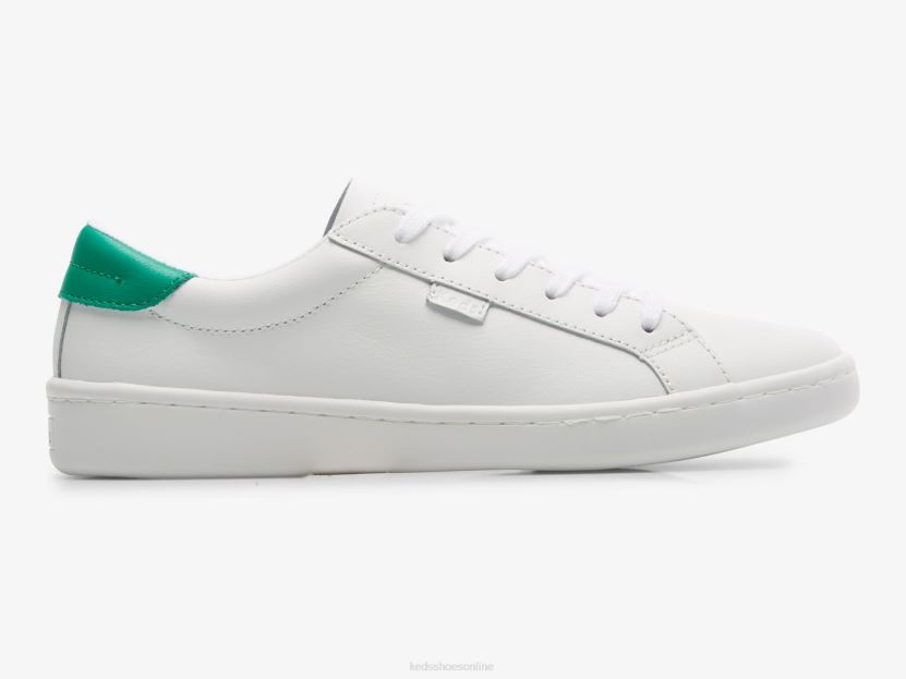 Women Keds Ace Leather Sneaker White Green RXFBP4197