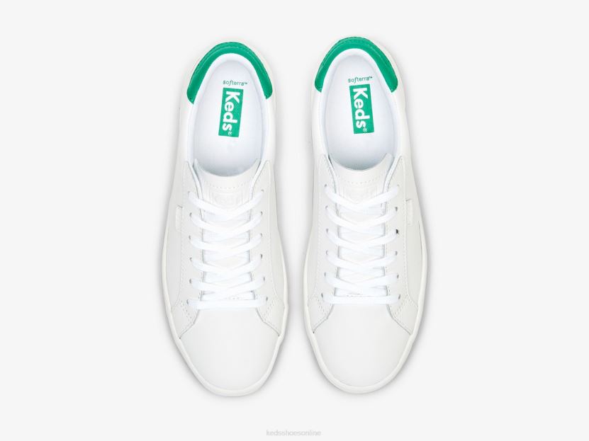 Women Keds Ace Leather Sneaker White Green RXFBP4197