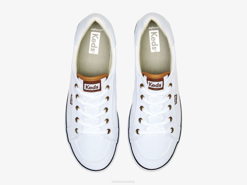 Women Keds Center III Canvas Sneaker White Navy RXFBP482