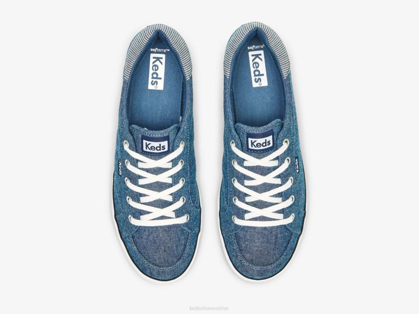 Women Keds Center III Chambray Sneaker Navy RXFBP4164