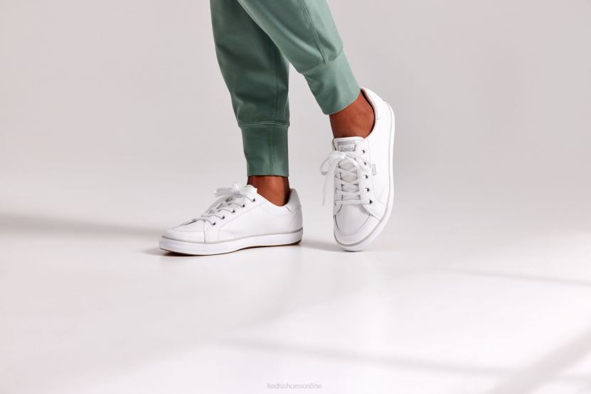 Women Keds Center III Leather Sneaker White RXFBP483