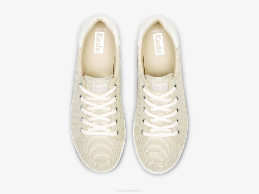 Women Keds Center III Slub Stripe Sneaker Tan Stripe RXFBP4155
