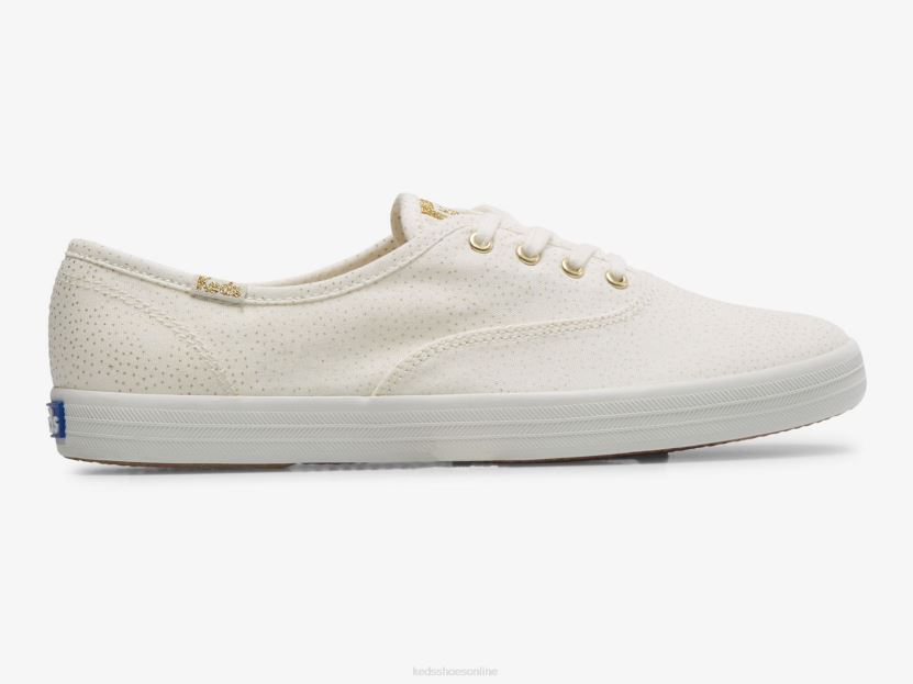 Women Keds Champion Canvas Dots Print Sneaker White Gold RXFBP4209