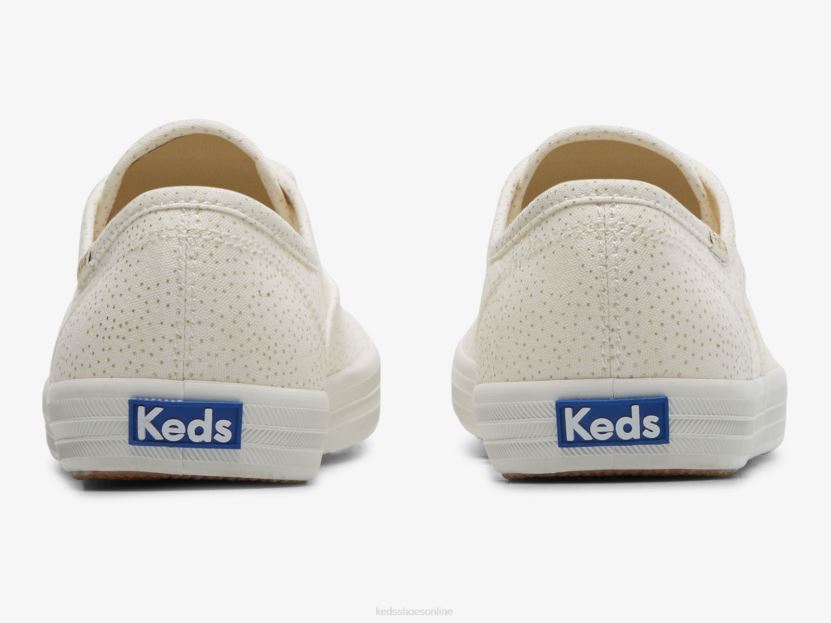 Women Keds Champion Canvas Dots Print Sneaker White Gold RXFBP4209
