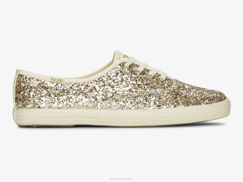 Women Keds Champion Glitter Celebration Sneaker Gold RXFBP4105