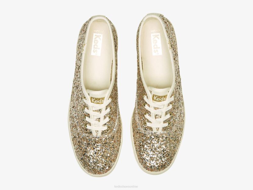 Women Keds Champion Glitter Celebration Sneaker Gold RXFBP4105