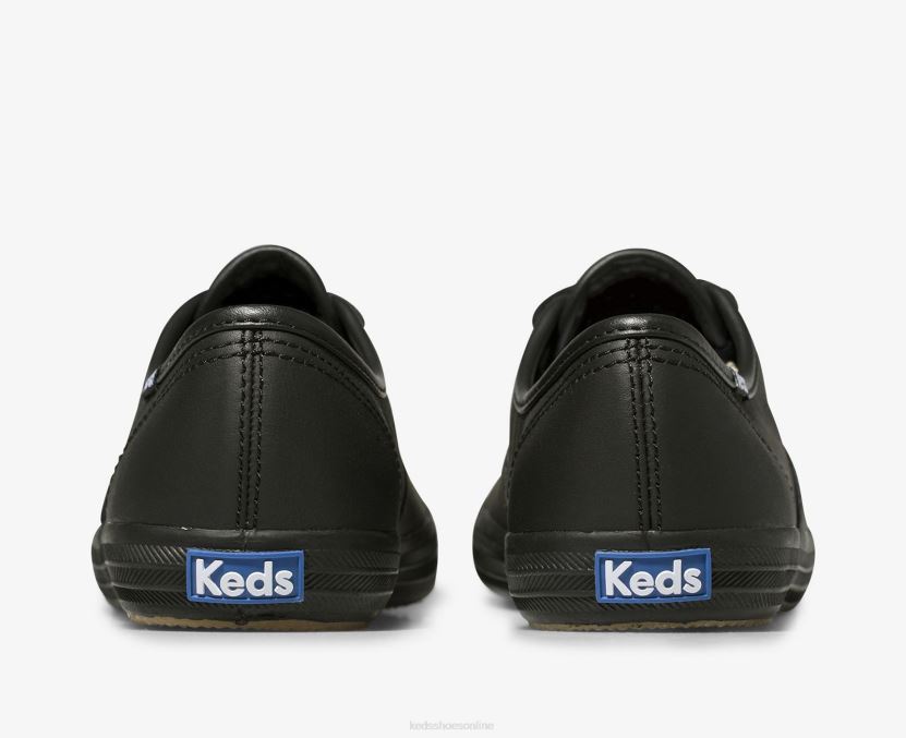 Women Keds Champion Originals Leather Sneaker Black RXFBP4112