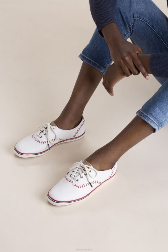 Women Keds Champion Pennant Leather Sneaker Off White RXFBP4132