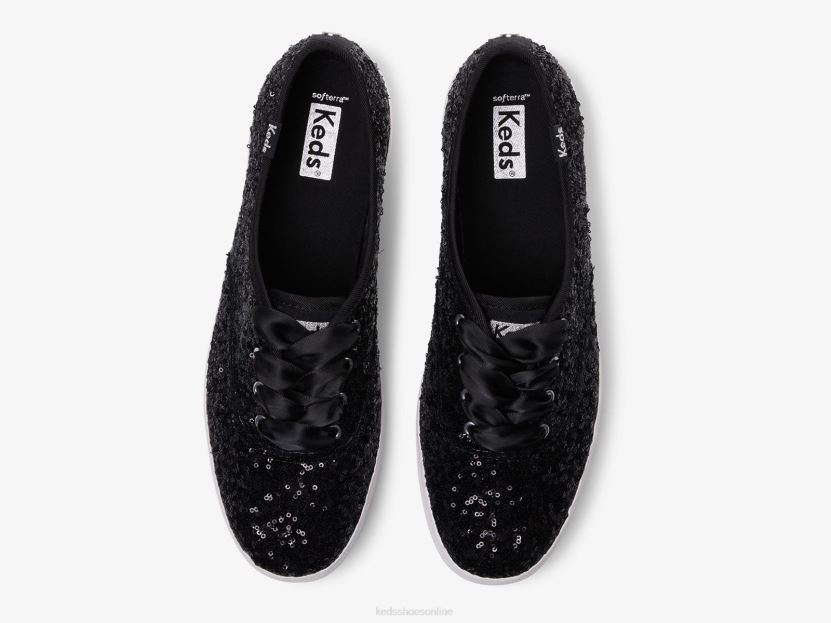 Women Keds Champion Sequins Celebration Sneaker Black RXFBP4187