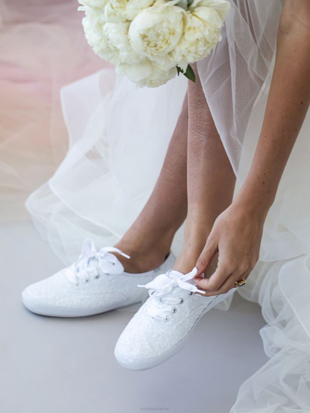 Women Keds Champion Sequins Sneaker White RXFBP4178