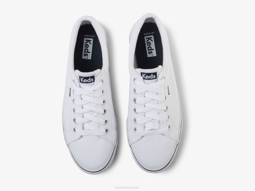 Women Keds Jump Kick Canvas Sneaker White Navy RXFBP4121