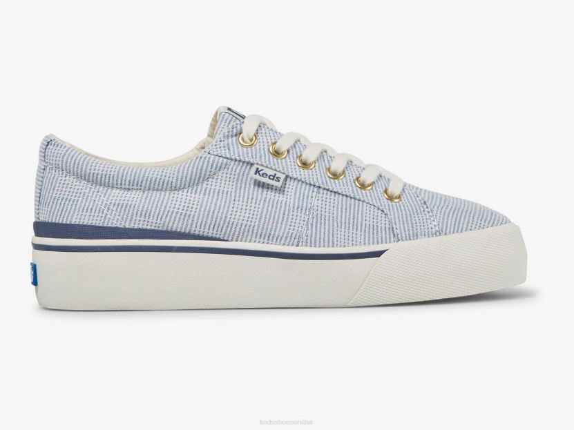 Women Keds Jump Kick Duo Canvas Crosshatch Sneaker Blue RXFBP4157