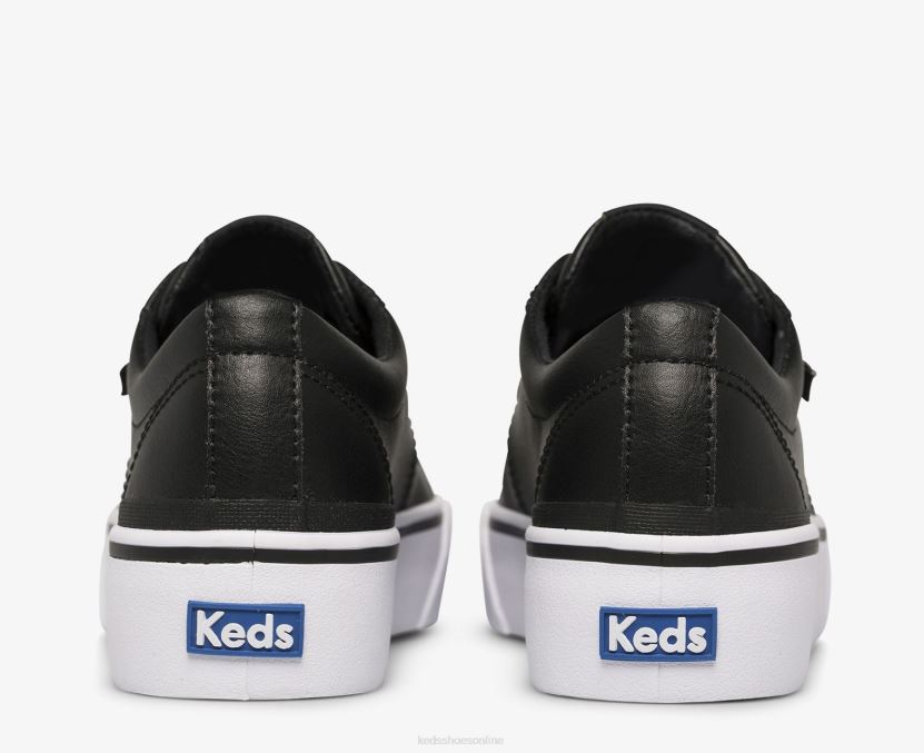Women Keds Jump Kick Duo Leather Sneaker Black RXFBP486