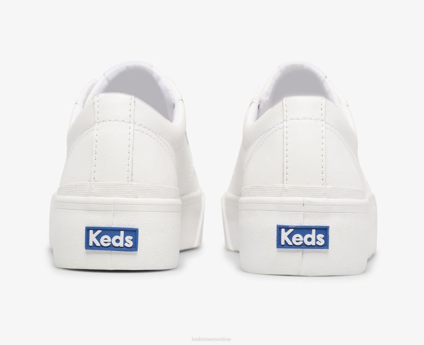 Women Keds Jump Kick Duo Leather Sneaker White RXFBP485