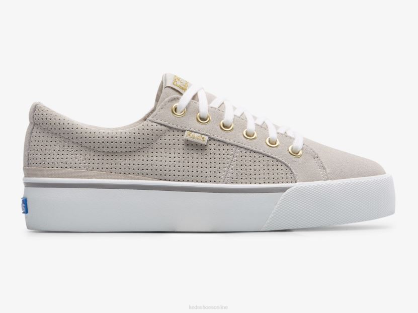 Women Keds Jump Kick Duo Perf Suede Sneaker Grey RXFBP4195