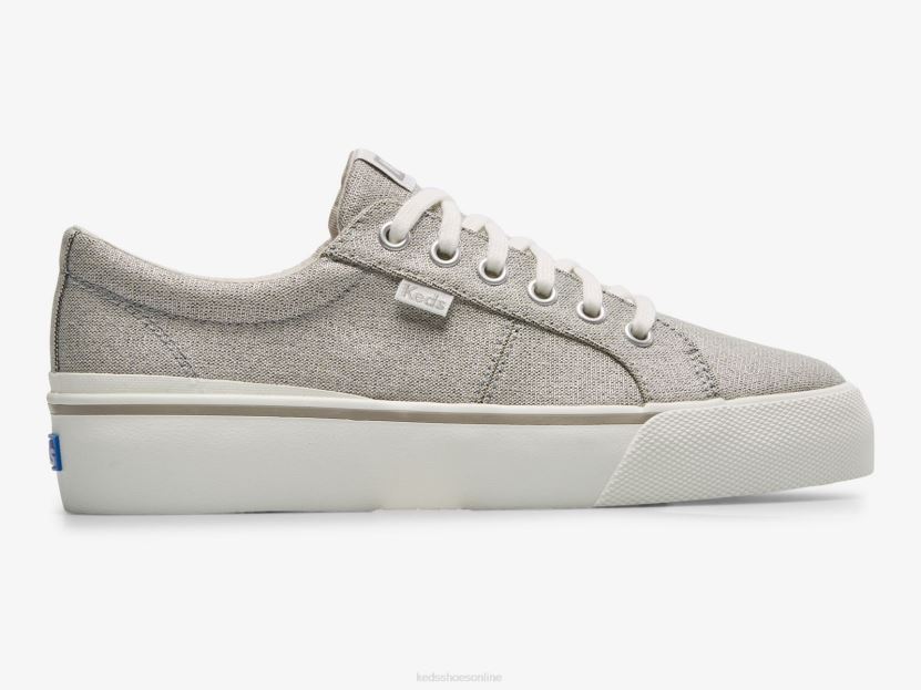 Women Keds Jump Kick Duo Textile Metallic Sneaker Silver RXFBP4200
