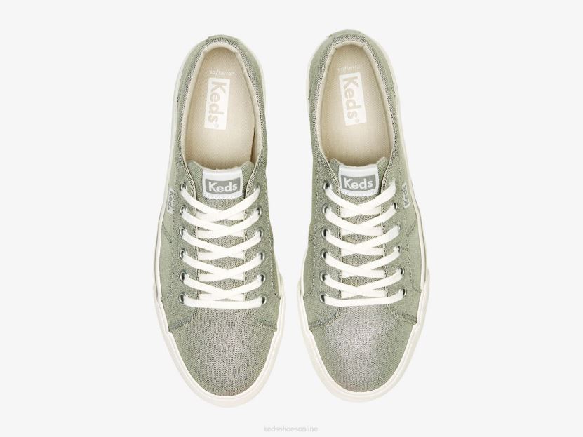 Women Keds Jump Kick Duo Textile Metallic Sneaker Silver RXFBP4200