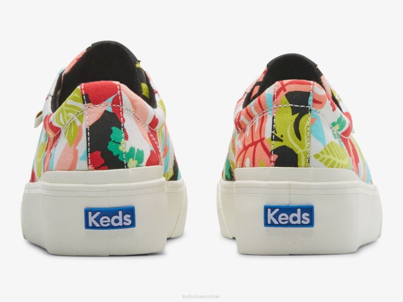 Women Keds Jump Kick Duo Tropical Print Sneaker Black Coral RXFBP4156