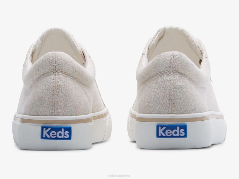 Women Keds Jump Kick Linen Fleck Sneaker Oatmeal RXFBP4204