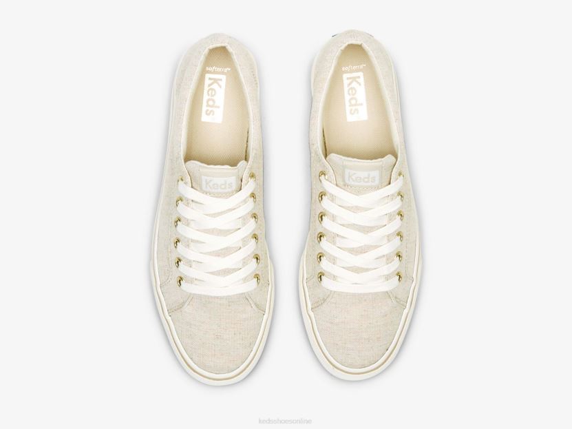 Women Keds Jump Kick Linen Fleck Sneaker Oatmeal RXFBP4204