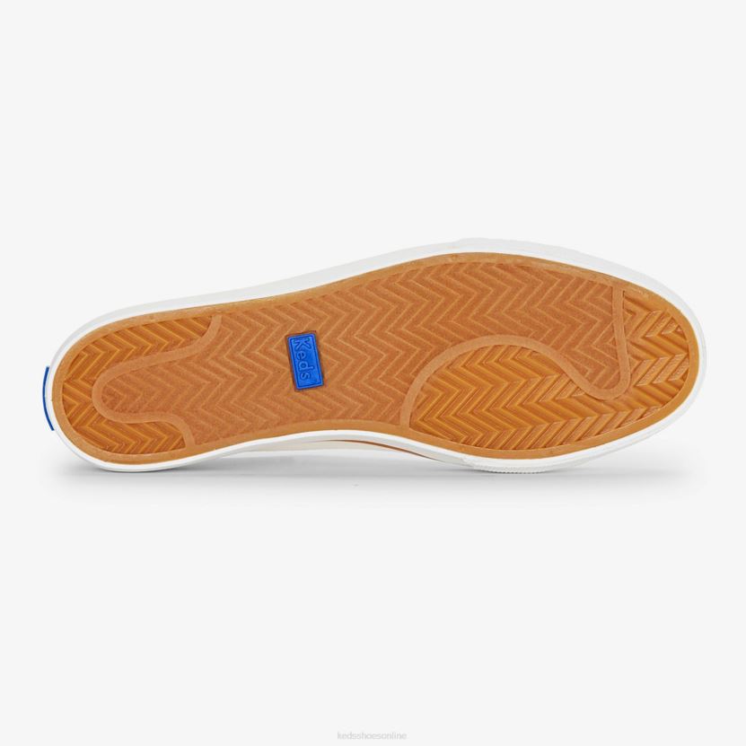 Women Keds Jump Kick Rib Knit Collar Squares Canvas Sneaker Snow White RXFBP476