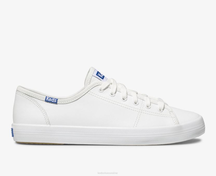 Women Keds Kickstart Leather Sneaker White/Blue RXFBP491