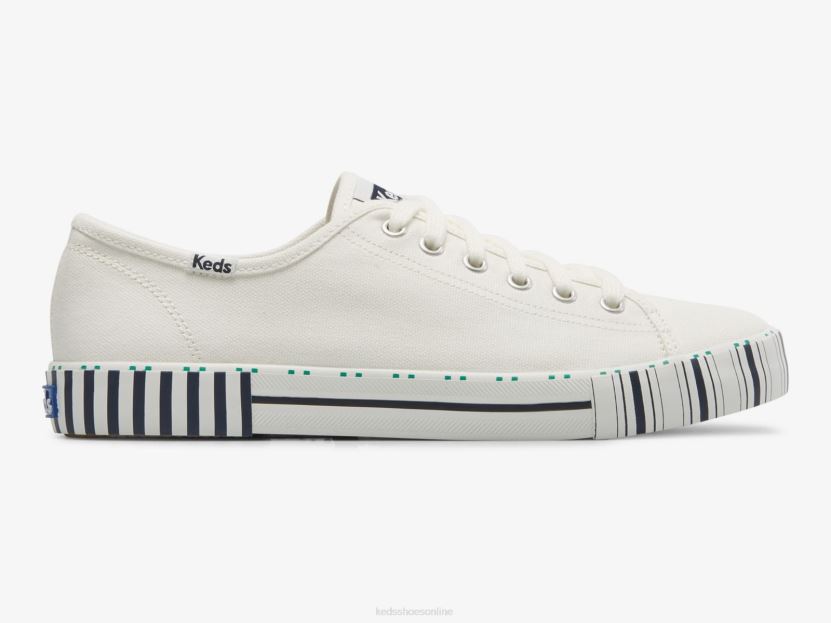 Women Keds Kickstart Tennis Stripe Sneaker White Navy RXFBP4203