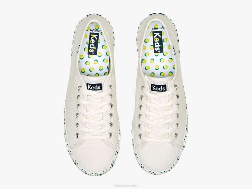 Women Keds Kickstart Tennis Stripe Sneaker White Navy RXFBP4203