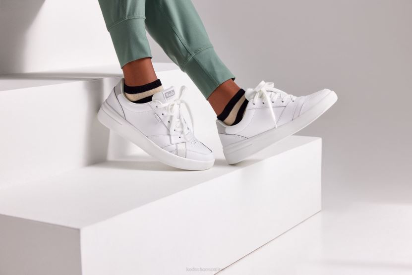 Women Keds The Court Leather Sneaker White RXFBP498