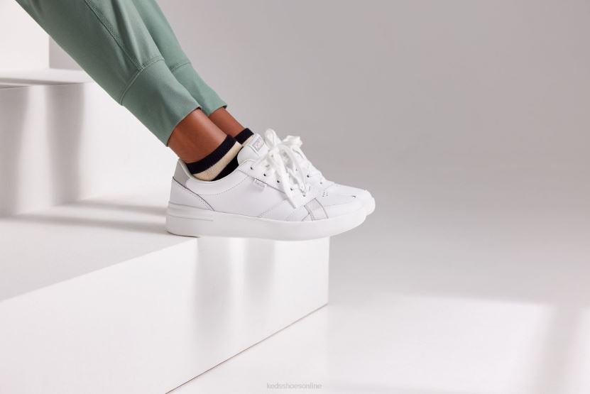 Women Keds The Court Leather Sneaker White RXFBP498
