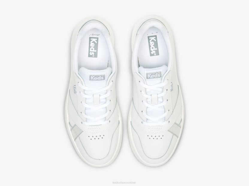 Women Keds The Court Leather Sneaker White RXFBP498