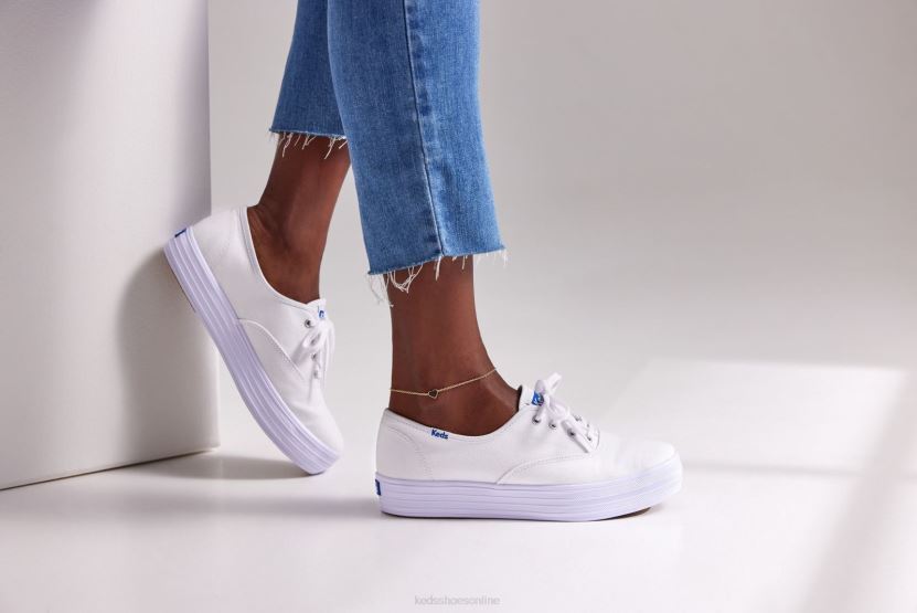 Women Keds The Platform Canvas Sneaker White RXFBP487