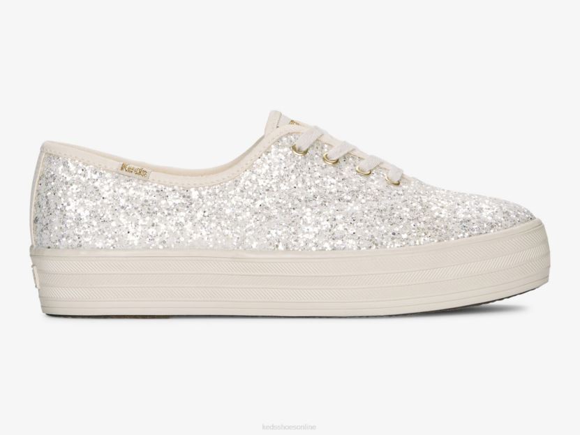 Women Keds The Platform Glitter Celebration Sneaker Cream RXFBP4102