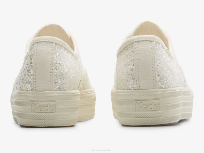 Women Keds The Platform Glitter Celebration Sneaker Cream RXFBP4102