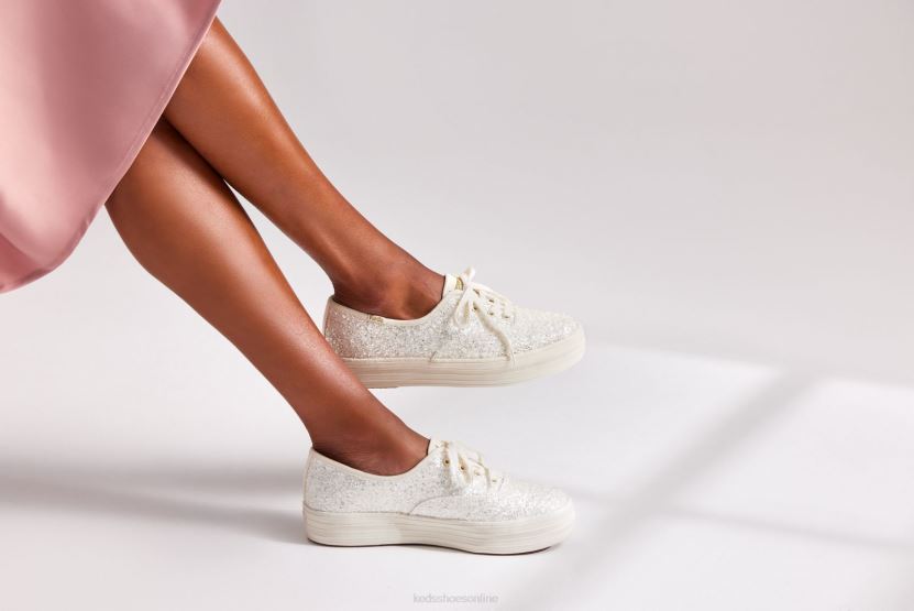 Women Keds The Platform Glitter Celebration Sneaker Cream RXFBP4102