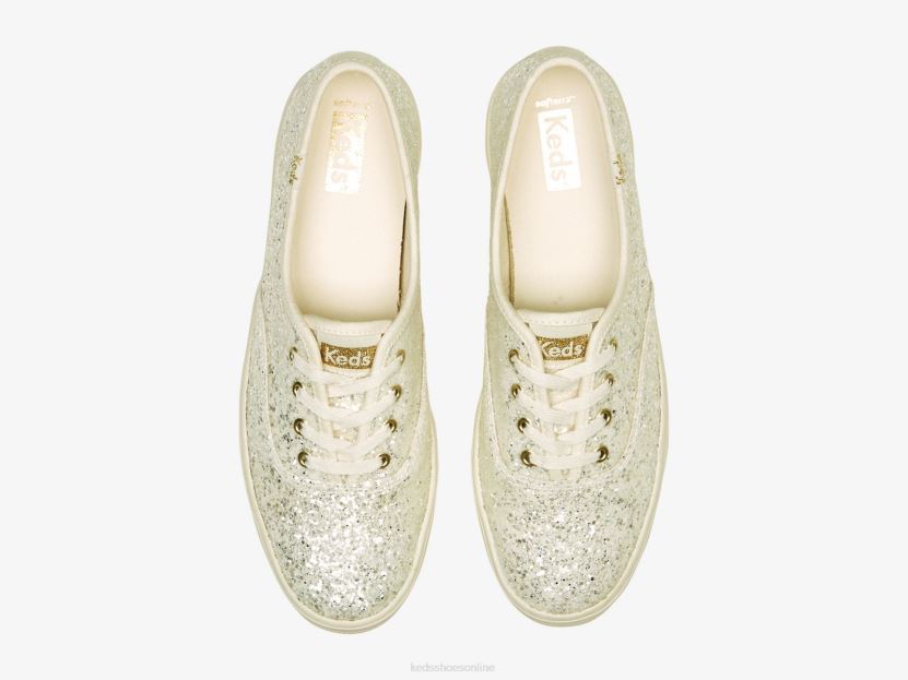 Women Keds The Platform Glitter Celebration Sneaker Cream RXFBP4102