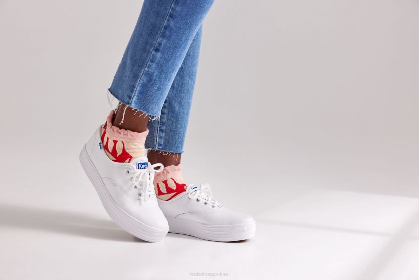 Women Keds The Platform Leather Sneaker White RXFBP4101