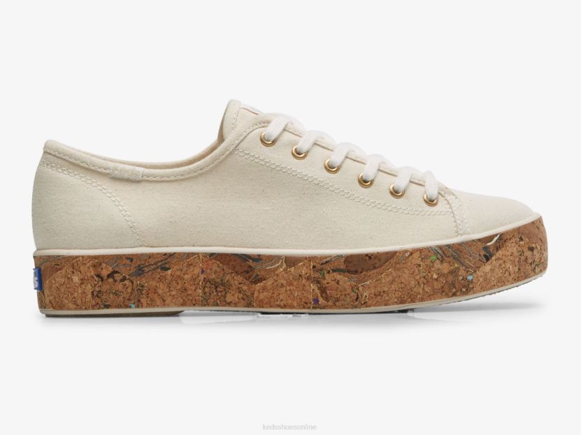 Women Keds Triple Kick Cork Foxing Sneaker Natural RXFBP4166