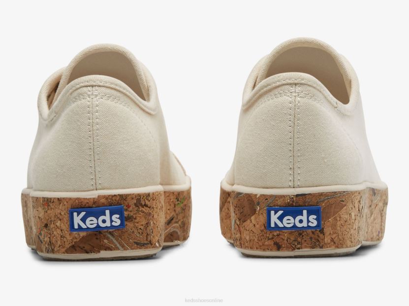 Women Keds Triple Kick Cork Foxing Sneaker Natural RXFBP4166