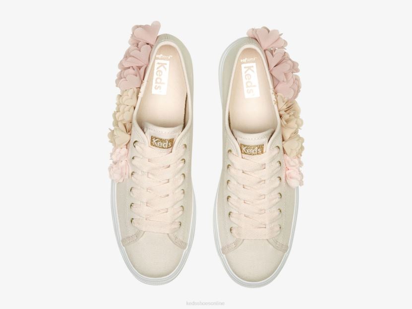 Women Keds Triple Up Floral Applique Celebrations Sneaker Pink RXFBP4210