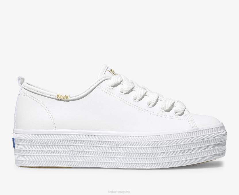 Women Keds Triple Up Leather Sneaker White RXFBP490