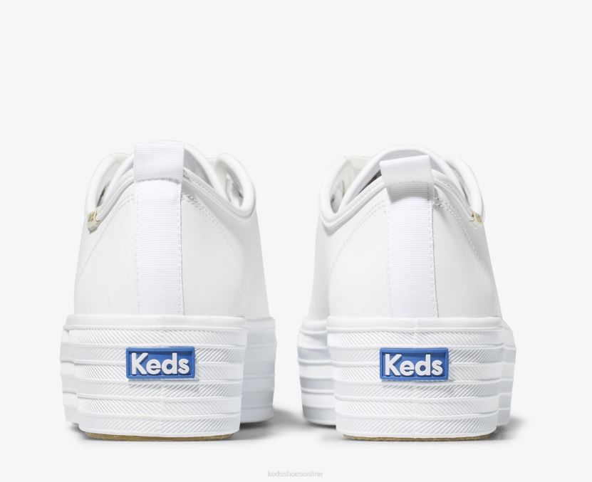 Women Keds Triple Up Leather Sneaker White RXFBP490